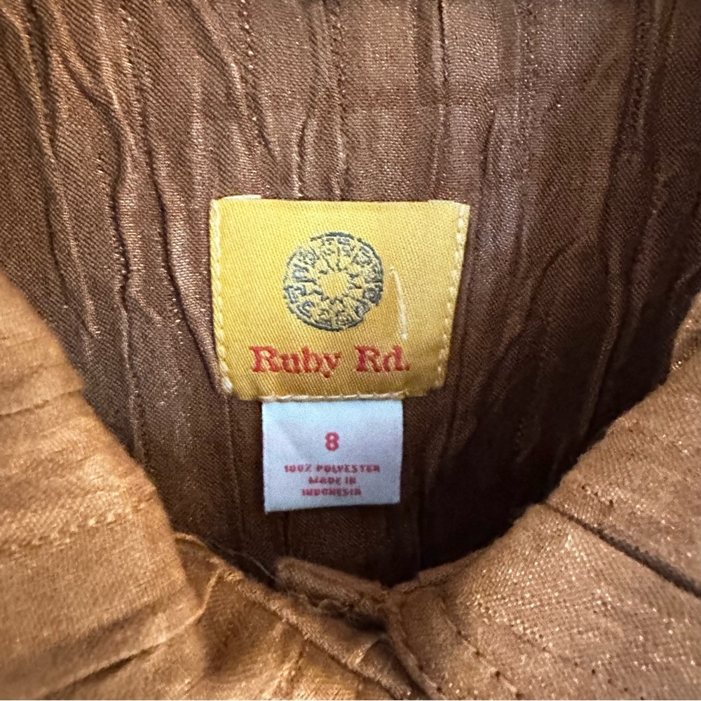 Ruby Rd. Button Down Crinkle Jacket Color Rust / Burnt Orange Size 8 - Picture 3 of 7
